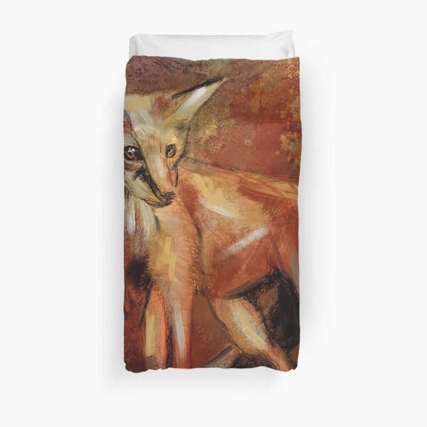 Abstract Red Fox Duvet Cover