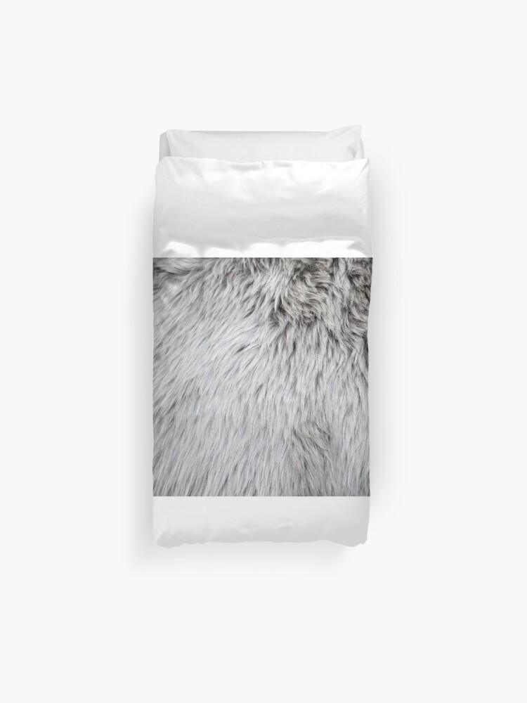 Close Up Of Grey Faux Fur Duvet Cover By Ardillitaphotog Redbubble