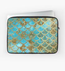 Teal, Gold Glitter und Blue Sparkle Faux Glitter Meerjungfrau Skalen Laptoptasche