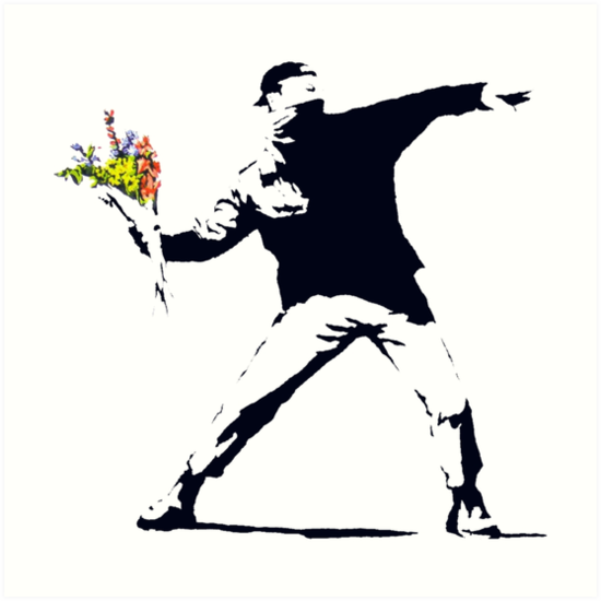 "Banksy Flower Throw" Art Prints by Yseey | Redbubble