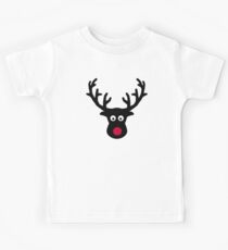Reindeer face red nose Kids Tee
