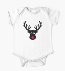 Reindeer face red nose One Piece - Short Sleeve