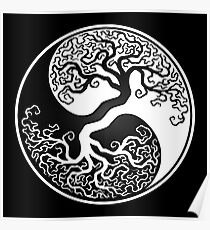 White and Black Tree of Life Yin Yang Poster