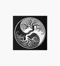 White and Black Tree of Life Yin Yang Art Board
