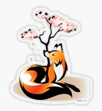 Sakura Kitsune Transparent Sticker