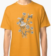 bees and chamomile on honey background Classic T-Shirt