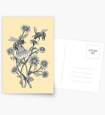 Bienen und Kamille auf Honig Hintergrund Postkarten