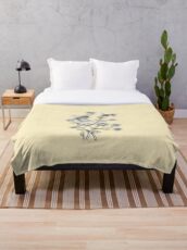 bees and chamomile on honey background Throw Blanket