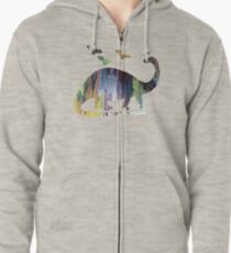 Brontosaurus and bats Zipped Hoodie