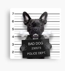 Funny French Bulldog Mugshot T-Shirt Metal Print