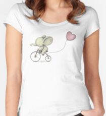 Cute Elephant riding his Bike Women's Fitted Scoop T-Shirt