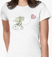 Cute Elephant riding his Bike Women's Fitted T-Shirt