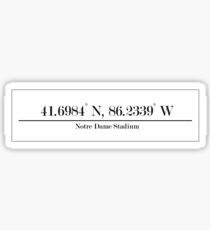 University of Notre Dame - Notre Dame Stadium Coordinates Sticker