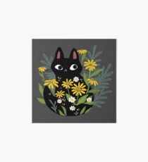 Lámina rígida Gato negro con flores