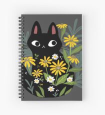 Cuaderno de espiral Gato negro con flores