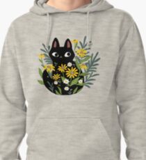 Chat noir avec des fleurs Sweat à capuche