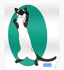 Triangle Playing Cat Poster