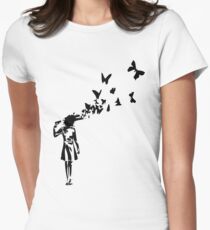 Banksy butterfly girl Women's Fitted T-Shirt