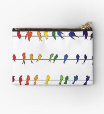 Rainbow Colored Birds on a Wire Studio Pouch