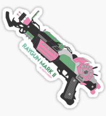 Raygun Marke 2 Farbe Hintergrund Glänzender Sticker