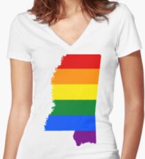 Queer Rainbow Mississippi Women's Fitted V-Neck T-Shirt