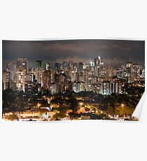 Sao Paulo Night Skyline Poster