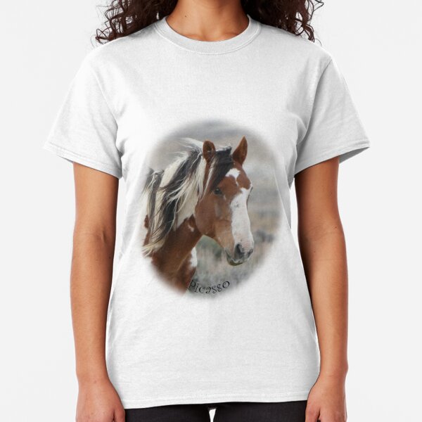 White Horse Splashing Water Long Sleeve T-Shirt Animal Wild Nature Mustang Tee