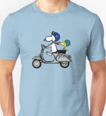 Snoopy and Woodstock on a Vespa Unisex T-Shirt