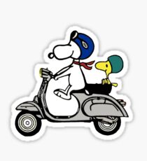 Snoopy and Woodstock on a Vespa Sticker