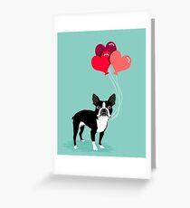 Boston Terrier Valentines Love Balloons gifts for dog lovers pet owners dog breeds customizable Greeting Card