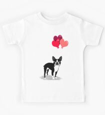 Boston Terrier Valentines Love Balloons gifts for dog lovers pet owners dog breeds customizable Kids Tee