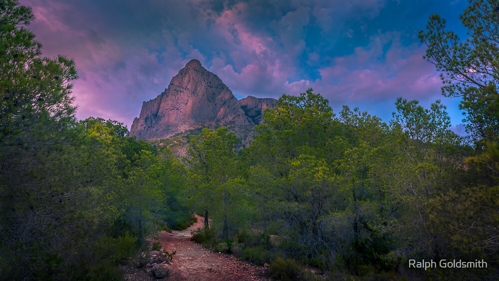 Puig Campana sunset mountain trail by Ralph Goldsmith