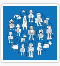 Robot Pattern - white on blue - Fun repeat pattern by Cecca Designs Sticker