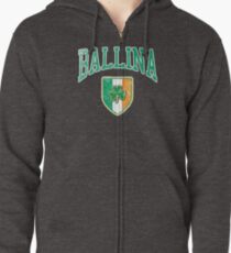 Ballina, Ireland with Shamrock Zipped Hoodie