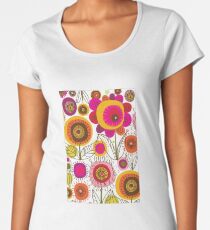 Funky Retro Hippie Flowers Women's Premium T-Shirt