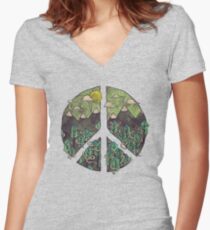 Friedliche Landschaft Shirt mit V-Ausschnitt