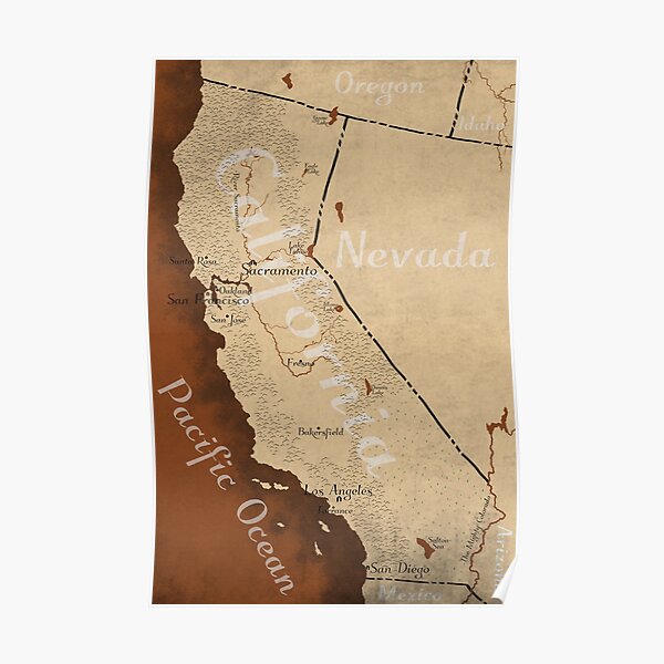 California Fantasy Map Poster