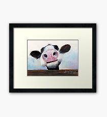 NOSEY COW 'HEY! HOW'S IT GOIN'?' BY SHIRLEY MACARTHUR Framed Print