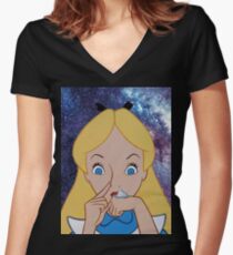Alice in Wonderland doing a Bump Women's Fitted V-Neck T-Shirt