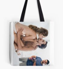 Cockold watching loving couple while eating chips Tote Bag