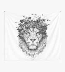 Floral lion (b&w) Wall Tapestry