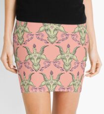 Pink Baphomet Damask Mini Skirt