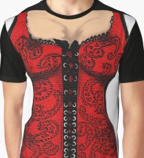 Red Paisley Corset Graphic T-Shirt