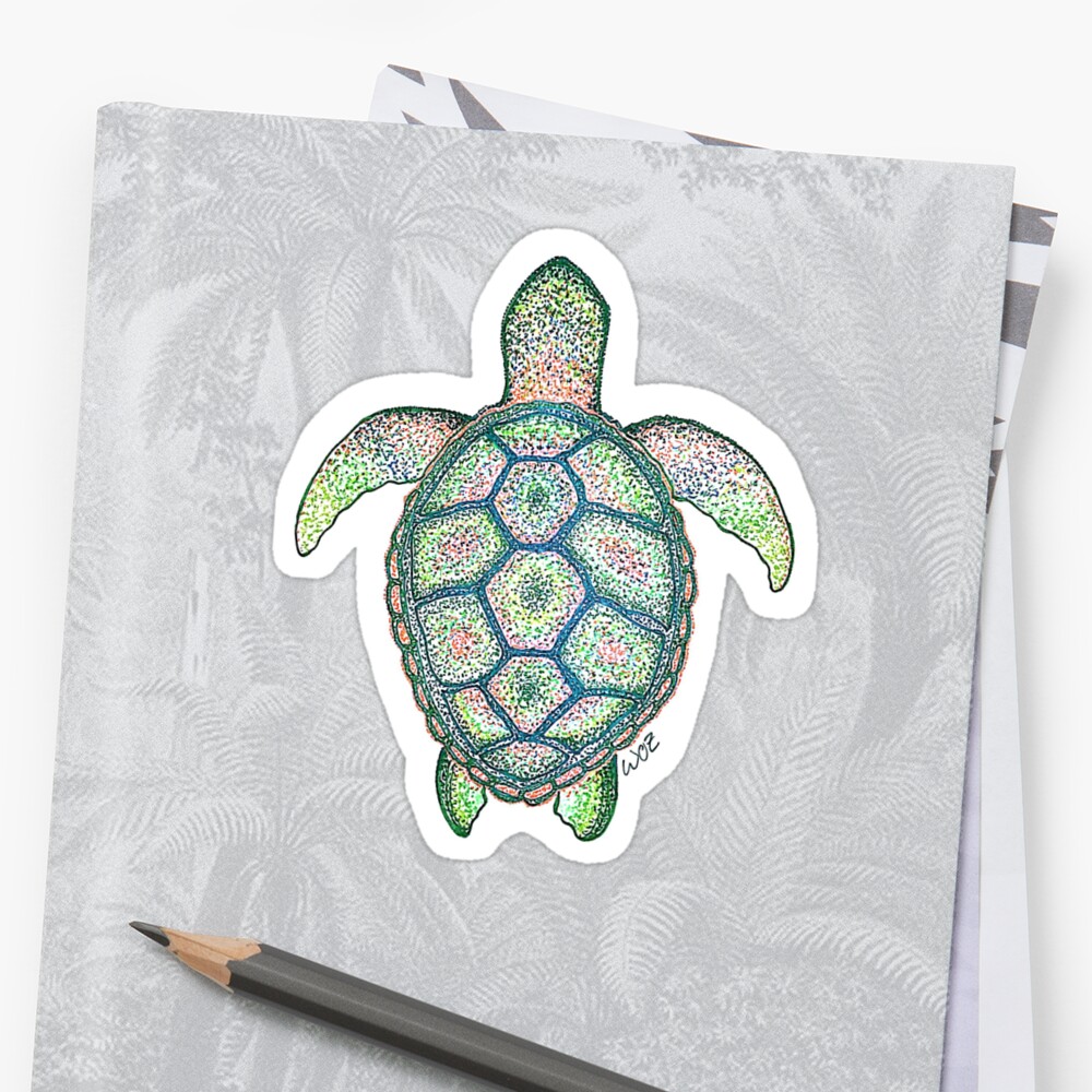 Flamboyant Sea Turtle Sticker By Juliawoz Redbubble