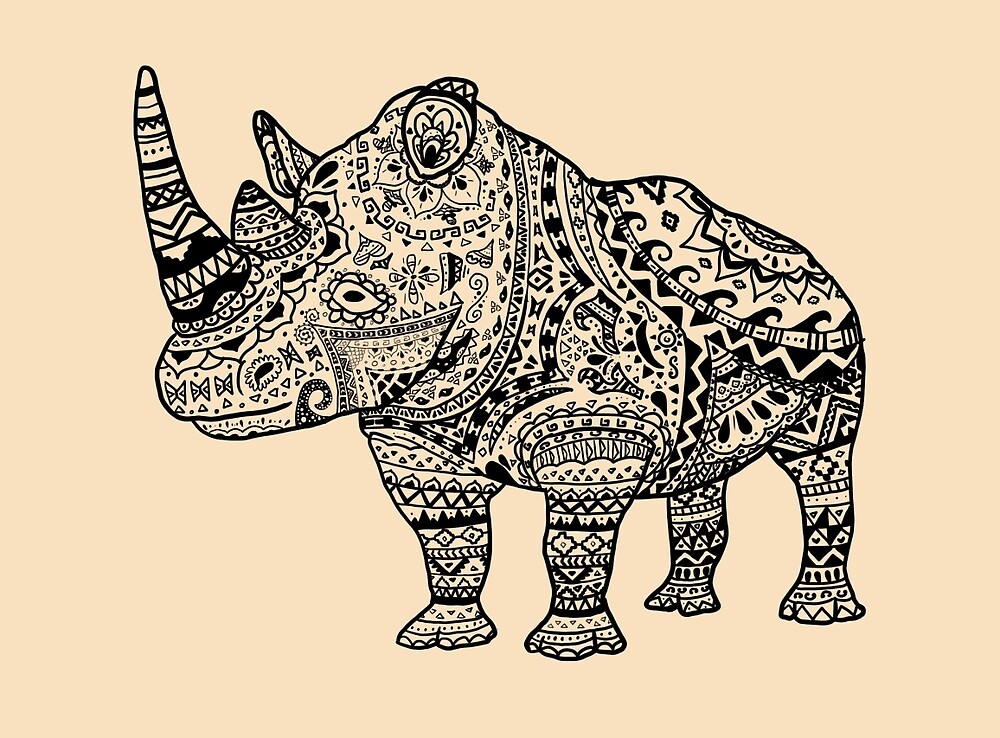 Aztec Rhino Design By Seothello Redbubble