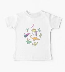 Dinosaurier-Wüste - Pfirsich, Minze und Marine - Spaßmuster durch Cecca Designs Baby T-Shirt