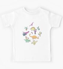Dinosaurier-Wüste - Pfirsich, Minze und Marine - Spaßmuster durch Cecca Designs Kinder T-Shirt