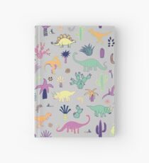 Dinosaur Desert - peach, mint and navy - fun pattern by Cecca Designs Hardcover Journal