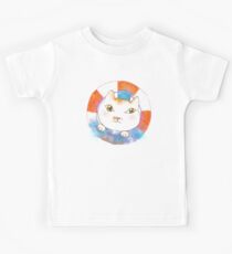 Sailor Cat Tommy with Lifebuoy and Water Splash Kids Tee