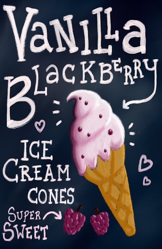 "Vanilla Blackberry Ice Cream Cone" by Kumquatmay28 Redbubble